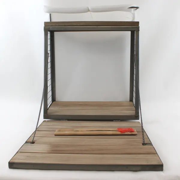 Wall Mounted Bar Basket Fold Down Shelf Space Saver Wood