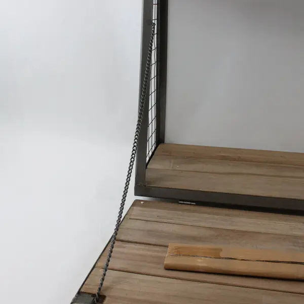 Wall Mounted Bar Basket Fold Down Shelf Space Saver Wood