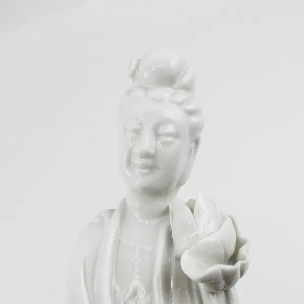 White Porcelain Guan Yin Asian Chinese Goddess Of Mercy Statue 10.5"