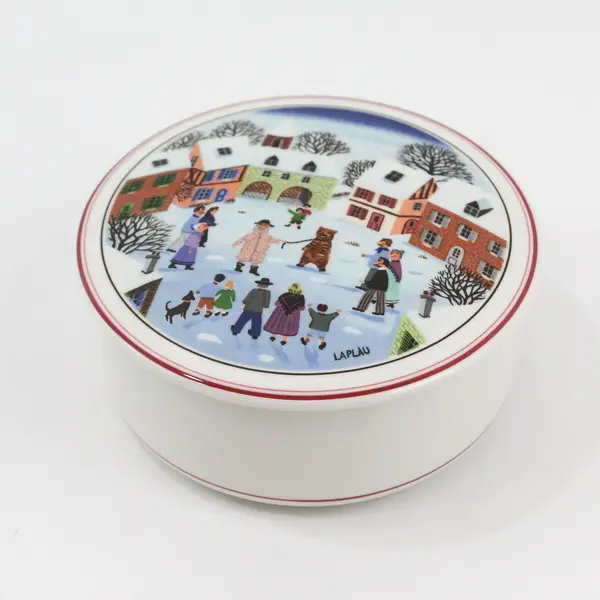 Vintage Villeroy & Boch Naif Christmas Porcelain Candy Box with Lid