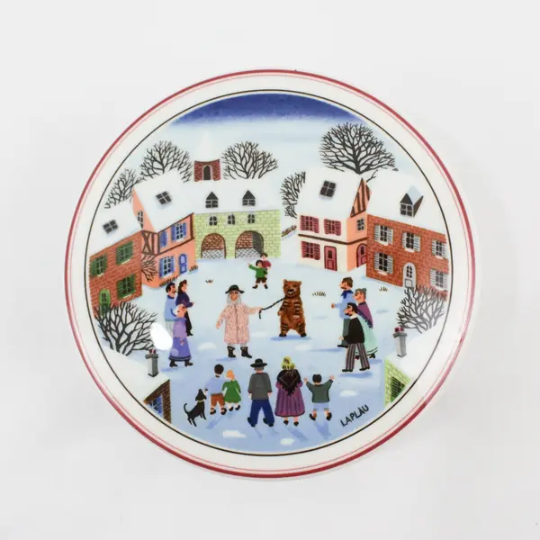 Vintage Villeroy & Boch Naif Christmas Porcelain Candy Box with Lid
