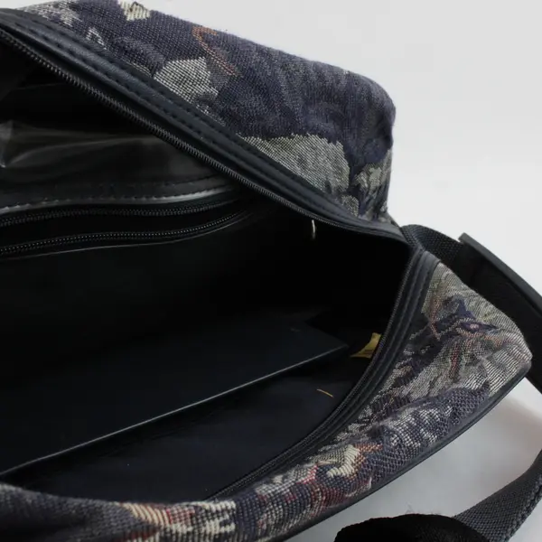 Vintage Jaguar Floral Tapestry Carry On Shoulder Travel Bag Blue