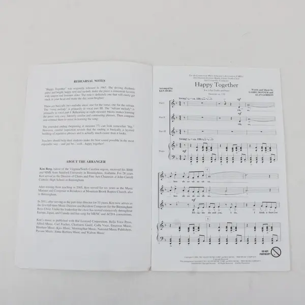 Happy Together Henry Leck Choral Series Vocal Score Booklet
