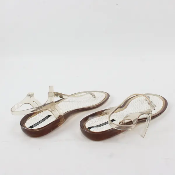 Expressions Women's Size 10 T-Strap Jelly Sandals Stone Accent