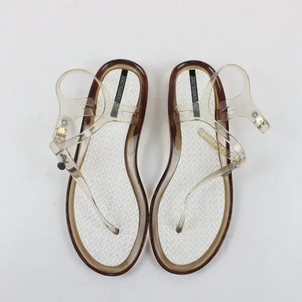 Expressions Women's Size 10 T-Strap Jelly Sandals Stone Accent