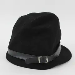 Men's 100% Wool Hat Black Classic Buckle Band Pre-Owned