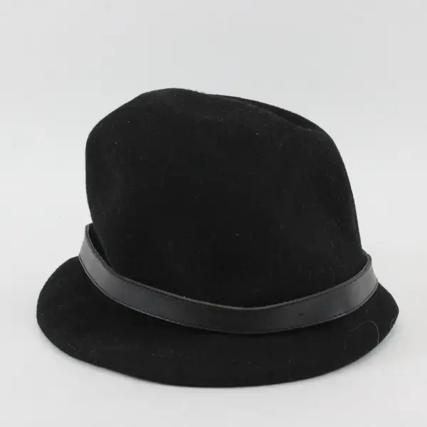 Men's 100% Wool Hat Black Classic Buckle Band Pre-Owned