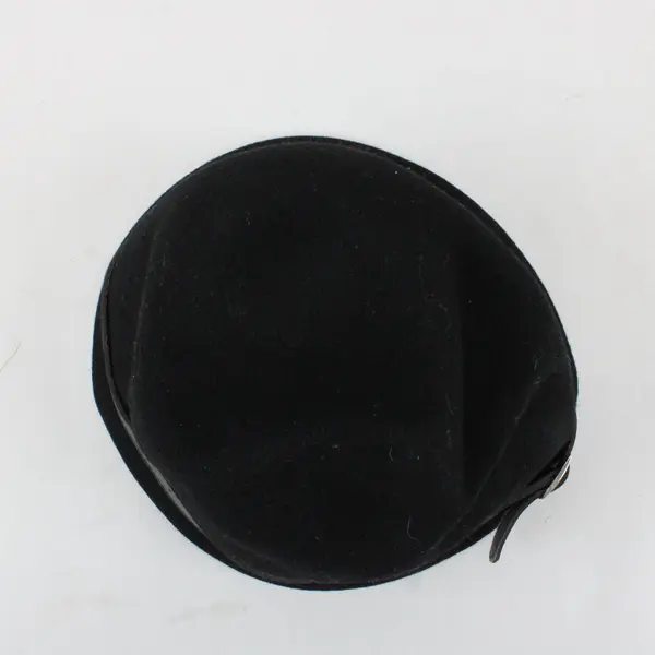 Men's 100% Wool Hat Black Classic Buckle Band Pre-Owned