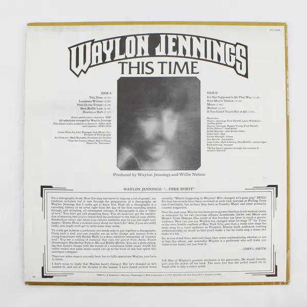 Waylon Jennings - This Time 12" Vinyl Record