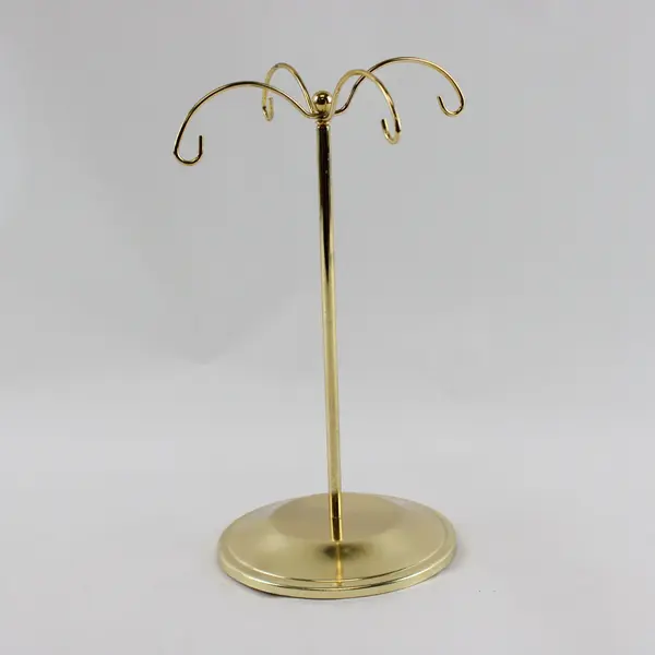 Lot of 2 Gold Tone Metal Ornament Jewelry Display Stands