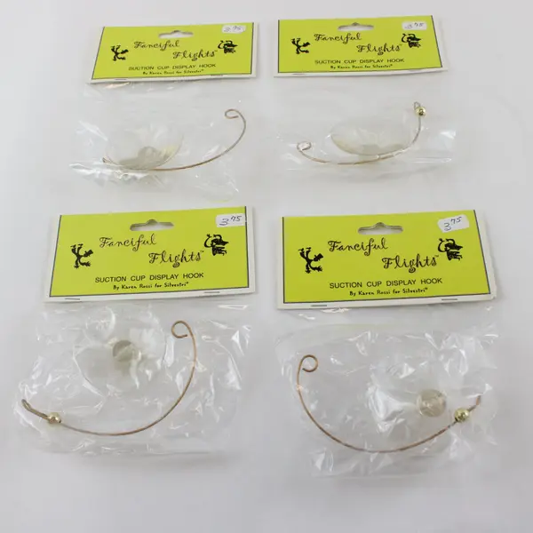 Silvestri Fanciful Flights Suction Cup Display Hook Lot of 4, 6.5 x 2.5 x 5 in
