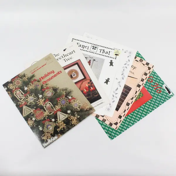Vintage Lot of 6 Holiday Cross-Stitch Single Pattern Leaflets 1986 - 2004 Good