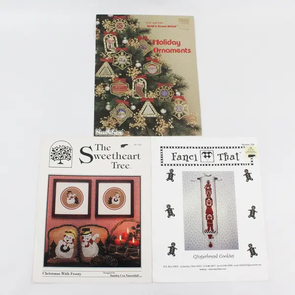 Vintage Lot of 6 Holiday Cross-Stitch Single Pattern Leaflets 1986 - 2004 Good