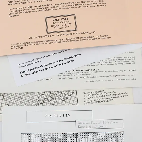 Vintage Lot of 6 Holiday Cross-Stitch Single Pattern Leaflets 1986 - 2004 Good