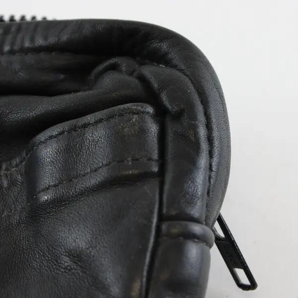 Black Leather Fanny Pack Waist Bag Hands-Free Travel Pre-Owned