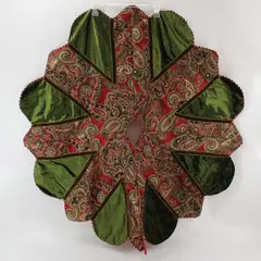 Collins International 45in Red Green Paisley Scalloped Tree Skirt