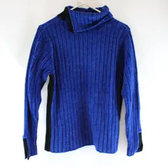 Erika Royal Blue Ribbed Turtleneck Textured Knit Sweater Size Small