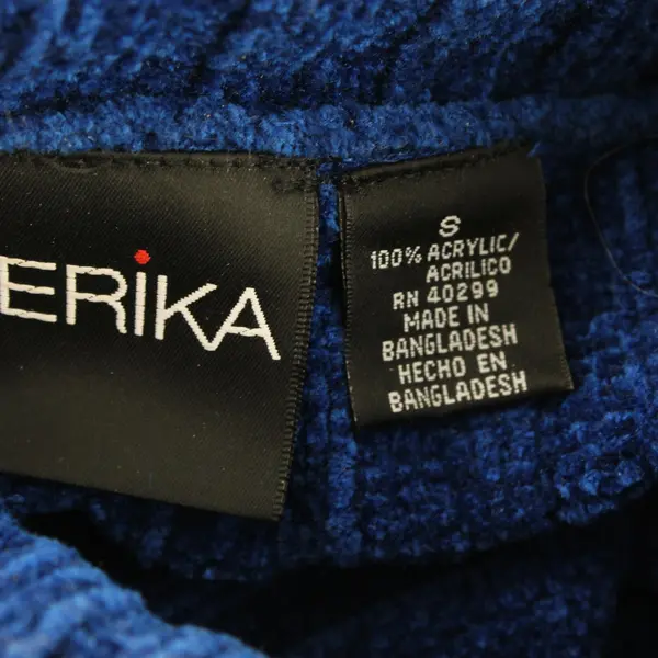 Erika Royal Blue Ribbed Turtleneck Textured Knit Sweater Size Small