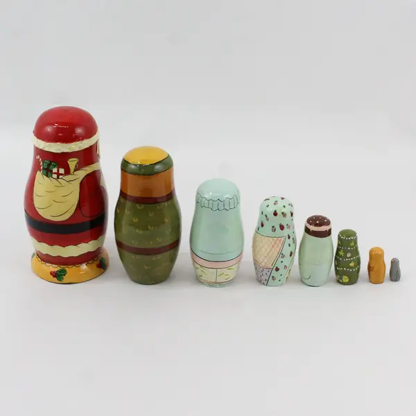 Vintage Hand-Painted Night Before Christmas 8-Piece Nesting Doll Set