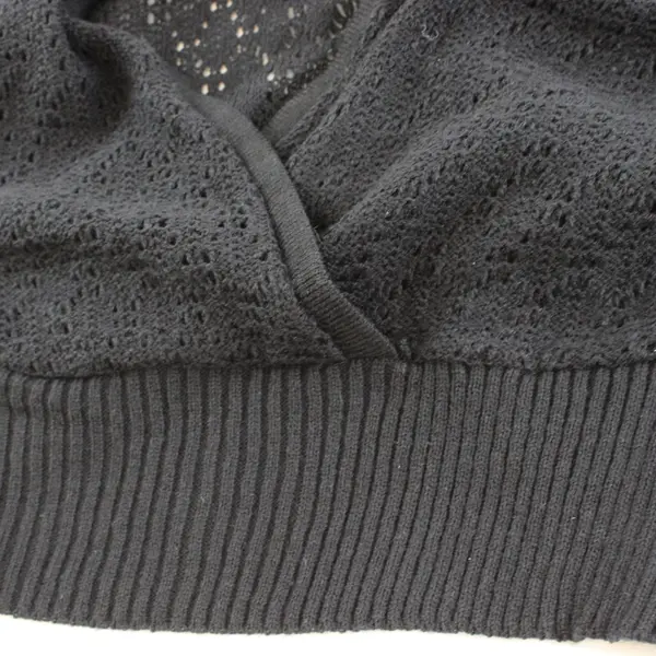Vintage Xhilaration TG Brands Faux Wrap Crop Sweater Black Pointelle Sz S