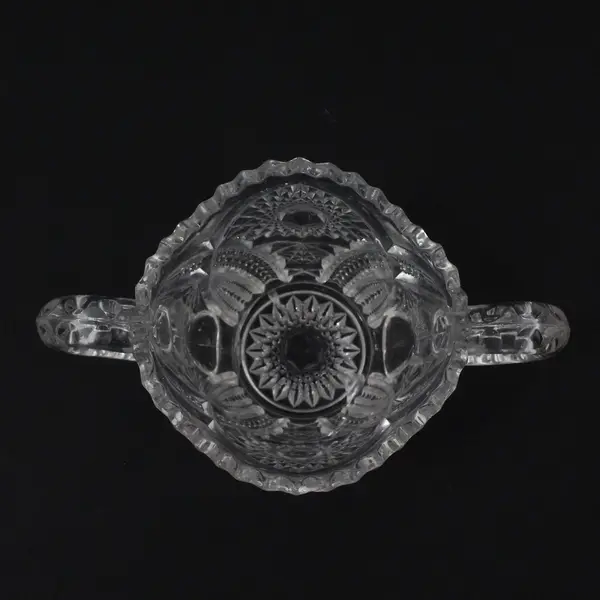 Clear Cut Glass 2-Handle Candy Dish Sugar Bowl