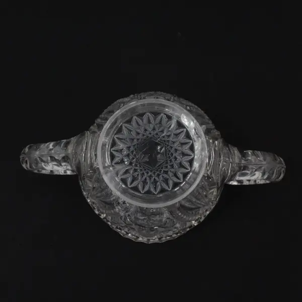 Clear Cut Glass 2-Handle Candy Dish Sugar Bowl