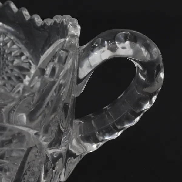Clear Cut Glass 2-Handle Candy Dish Sugar Bowl