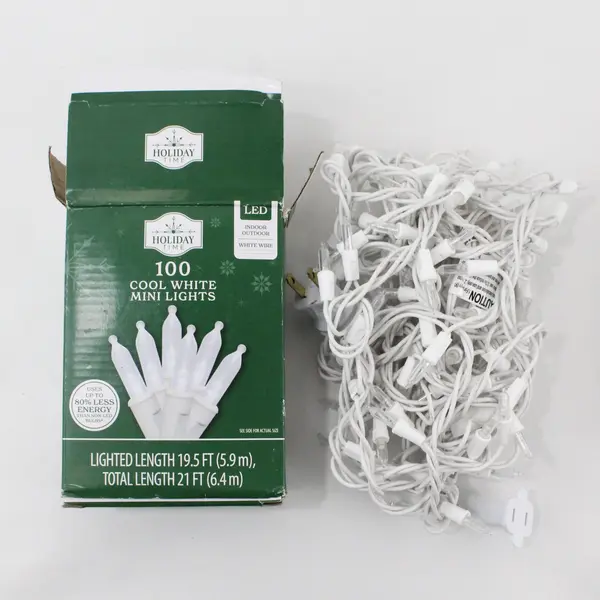 Lot of 2 Holiday Time LED Mini Lights Warm Cool White 19.5ft 21ft