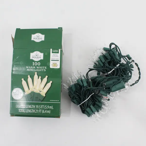 Lot of 2 Holiday Time LED Mini Lights Warm Cool White 19.5ft 21ft