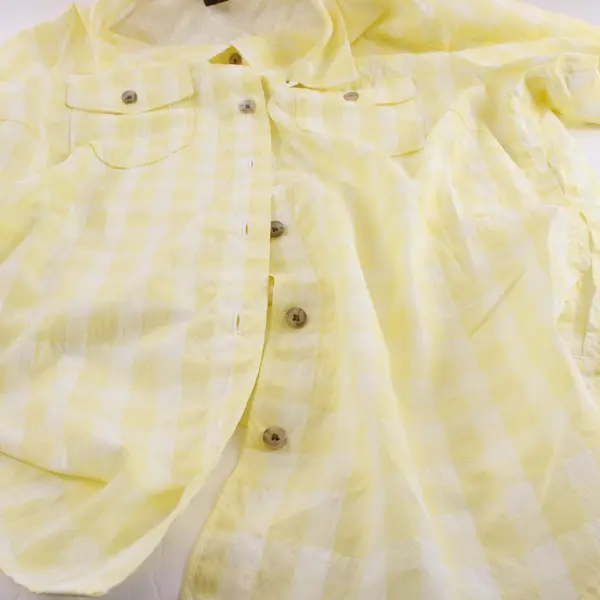 Eddie Bauer Women's Medium Yellow Button-Up Shirt Casual Top