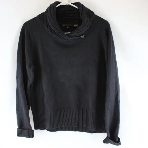Jeanne Pierre Black Cowl Neck Sweater Women's Large