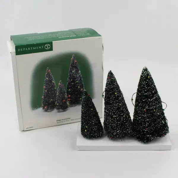 Dept 56 Twinkling Lit Trees Set of 3 Village Accessories 52823 FLAWED
