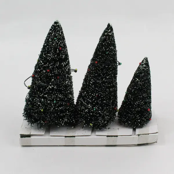 Dept 56 Twinkling Lit Trees Set of 3 Village Accessories 52823 FLAWED