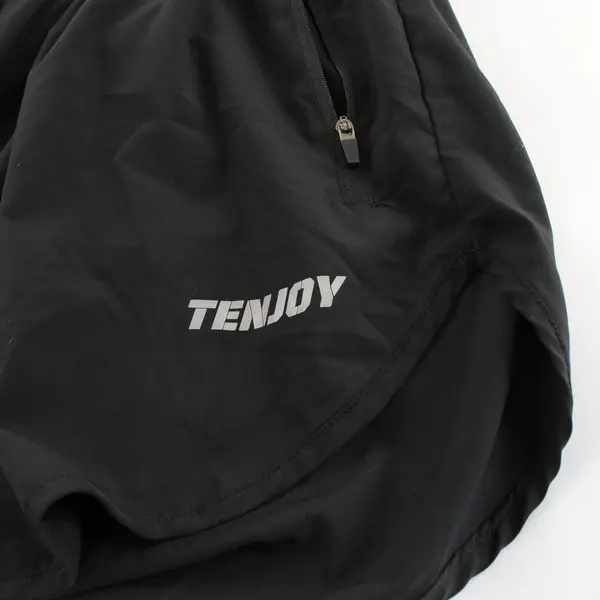 TENJOY Men's Black Running Shorts Athletic Gym Workout Size Large