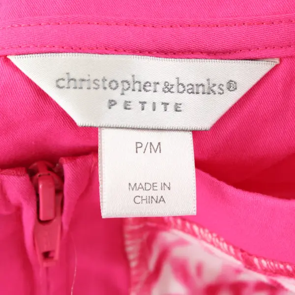 Christopher & Banks Petite M Pink White Zip Jacket