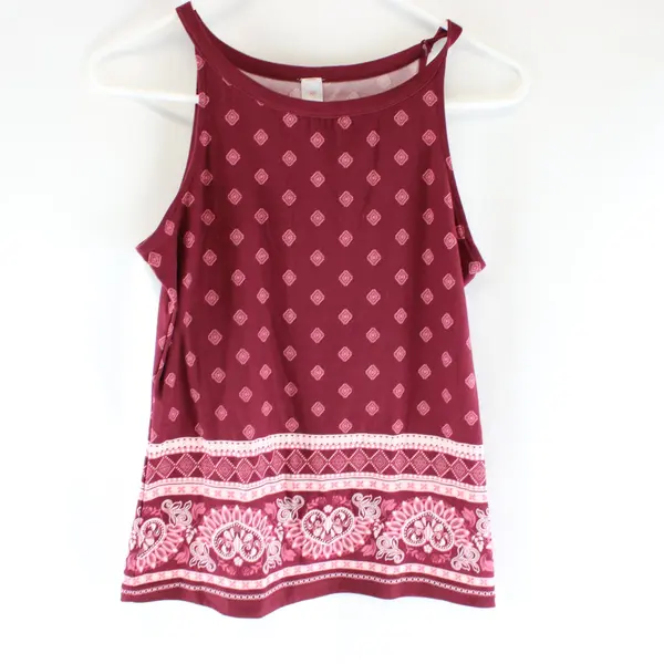 No Boundaries Burgundy W/Designs Tank Top Size Large 11/13