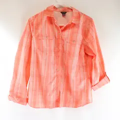 Eddie Bauer Womens Medium Orange Button Up Shirt Casual Top