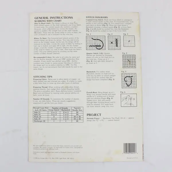Vintage Leisure Arts Leaflet 445 Serenity Prayer Terrie Lee Steinmeyer 1986 Good