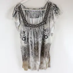 Women's XL White Black Beige Wide Sleeve Casual Top