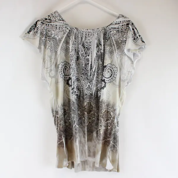 Women's XL White Black Beige Wide Sleeve Casual Top