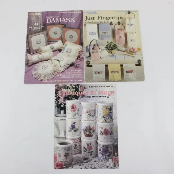 Lot of 3 Vintage Leisure Arts Alternative Styles Cross Stitch Patterns 1984-91