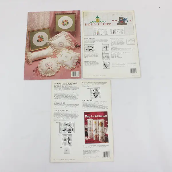 Lot of 3 Vintage Leisure Arts Alternative Styles Cross Stitch Patterns 1984-91
