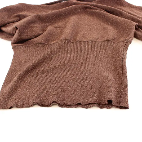 DFA New York Petite Large Brown Silk Blend Lurex Top