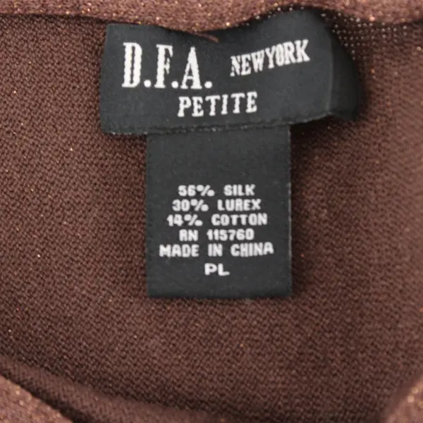 DFA New York Petite Large Brown Silk Blend Lurex Top