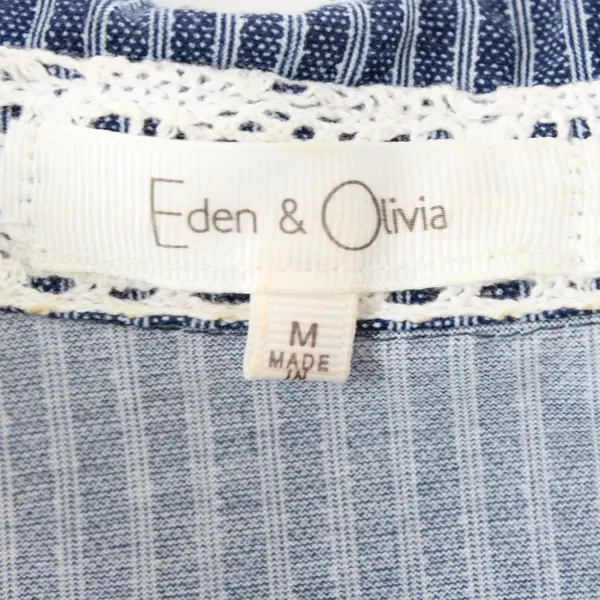 Eden & Olivia Womens Medium Blue Striped Button Up Collared Shirt