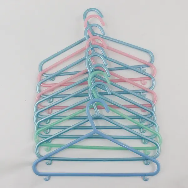 Lot of 10 Pastel Plastic Kids Clothes Hangers Pink Blue Green