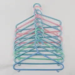 Lot of 10 Pastel Plastic Kids Clothes Hangers Pink Blue Green