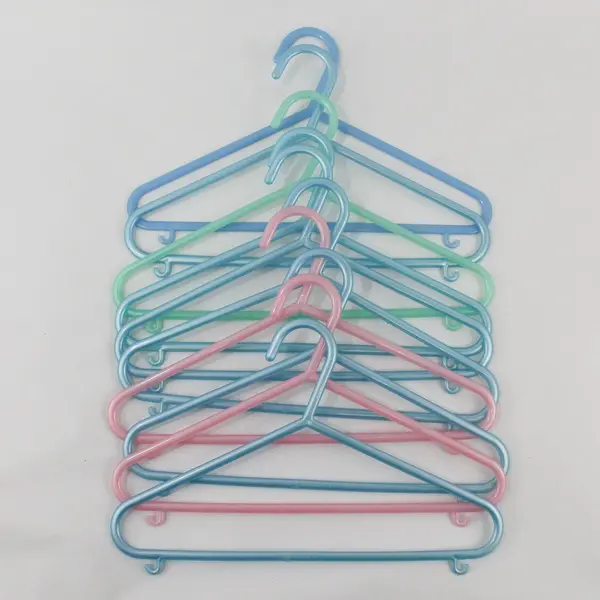 Lot of 10 Pastel Plastic Kids Clothes Hangers Pink Blue Green