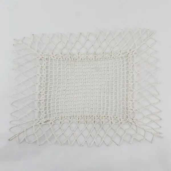 Set of 8 Vintage Off White Crocheted Starched Placemats 14"