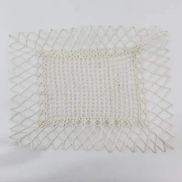 Set of 8 Vintage Off White Crocheted Starched Placemats 14"